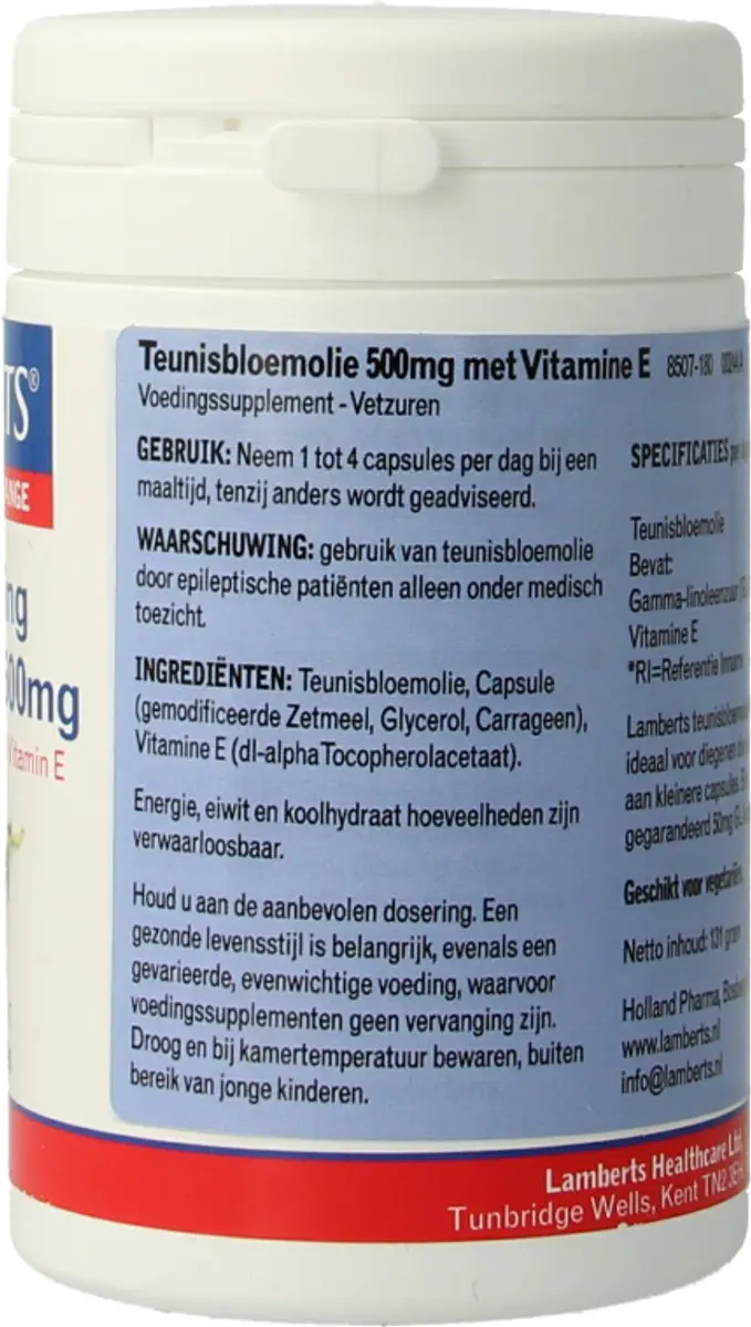 Lamberts Teunisbloemolie 500mg - 180 Capsules