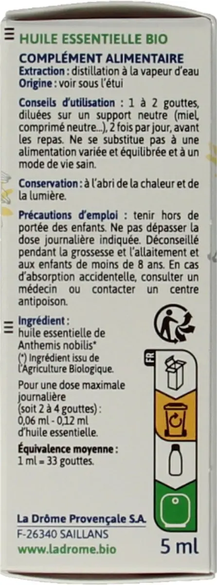 Ladrôme Bio Kamille Etherische Olie 5g