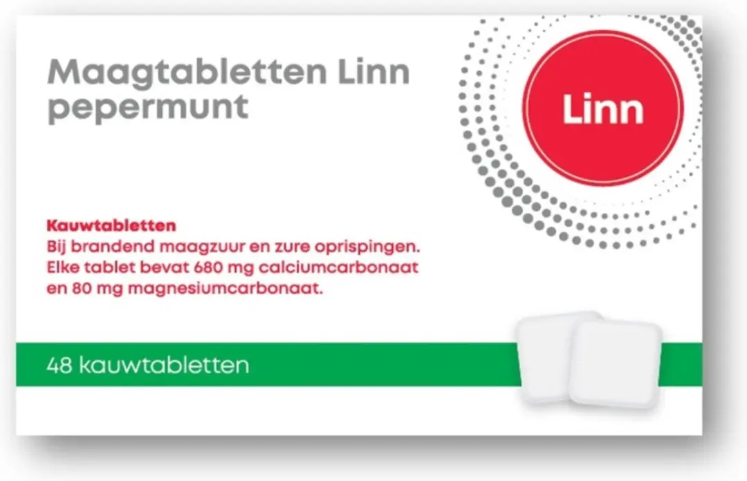 Linn Maagtabletten Pepermunt 48 Kauwtabletten