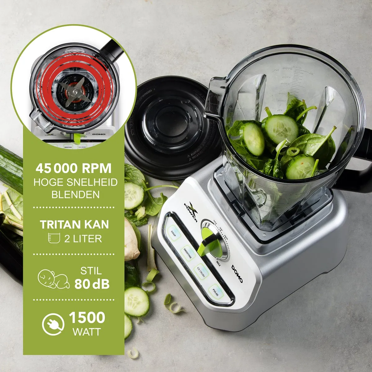 Domo DO747BL Power Blender 1500W - 2L
