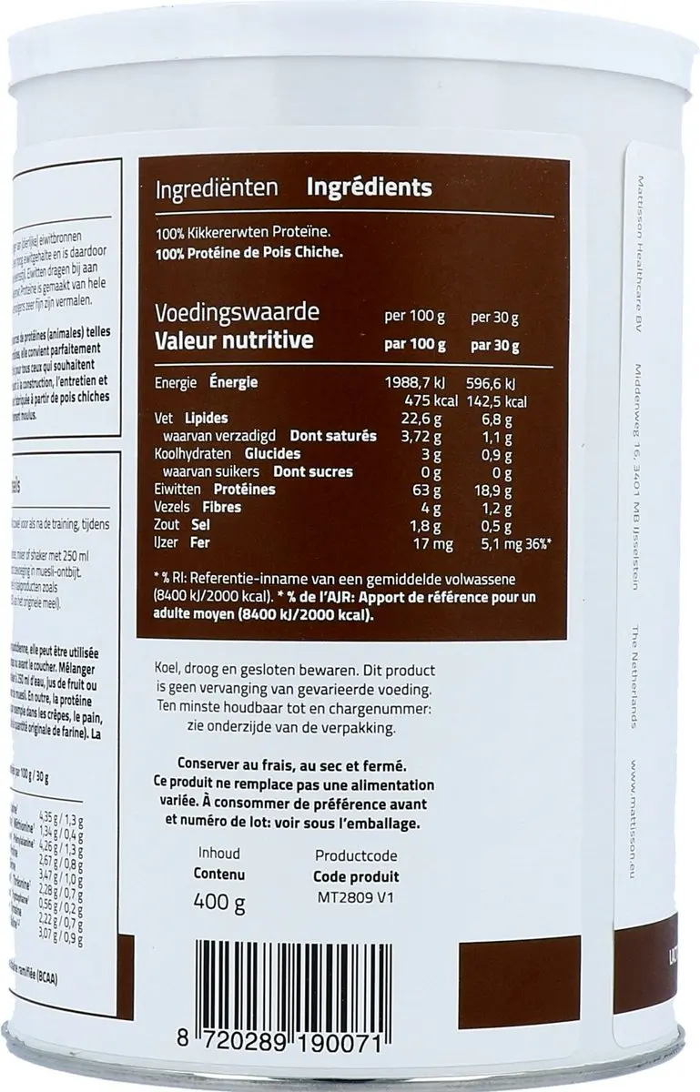 Mattisson Erwtenproteïnepoeder 63% - 400g