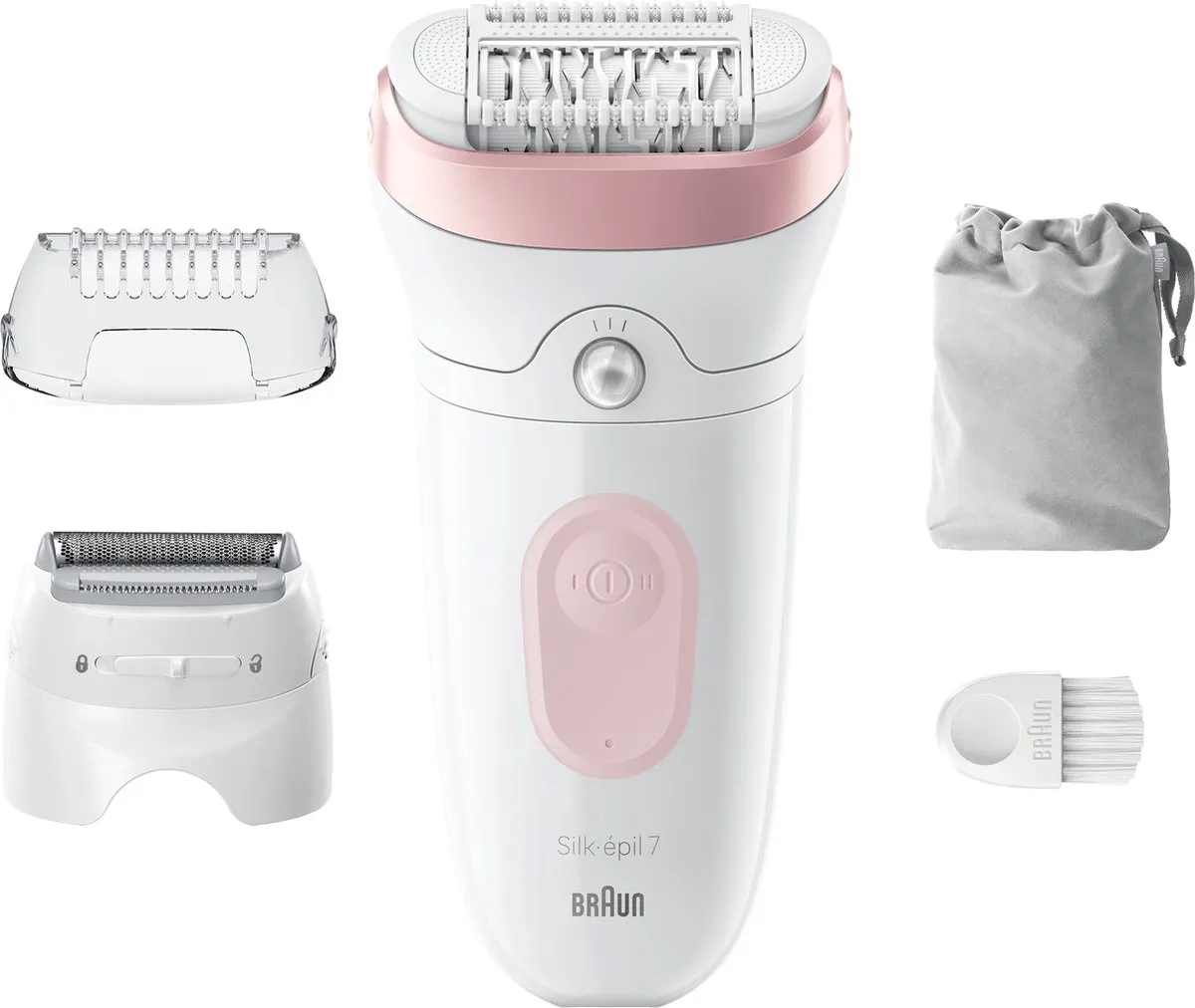 Braun Silk·épil 7 Type 7-030 Epilator - 2 Opzetstukken - Wit/Flamingo