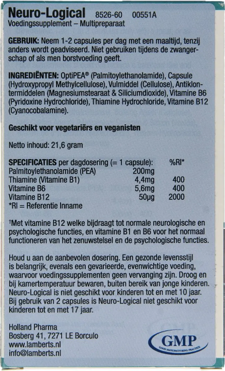 Lamberts Neuro-logical PEA 60 Capsules