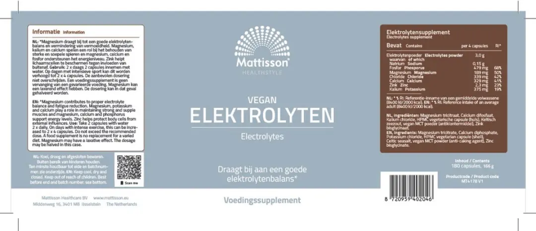 Mattisson Elektrolyten Vegan 180 Capsules