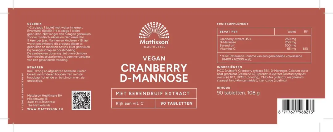 Mattisson Cranberry D-Mannose 90 tabletten
