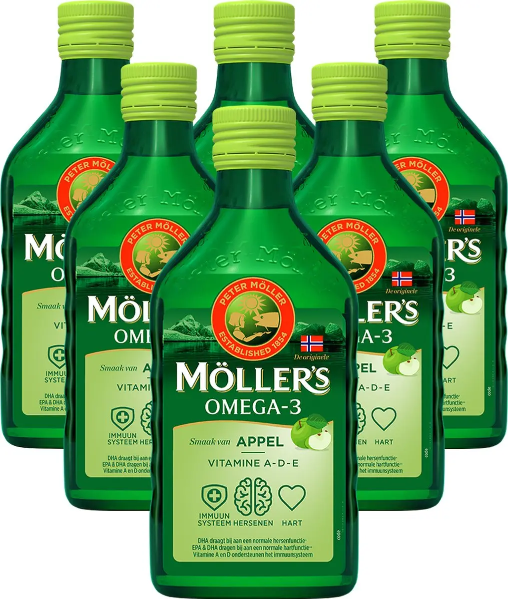 Mollers Omega-3 Levertraan Appel 6x250ml