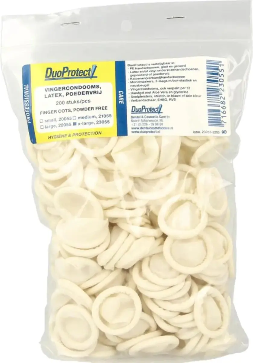 Duoprotect Vingercondooms 200 Stuks - Maat XL