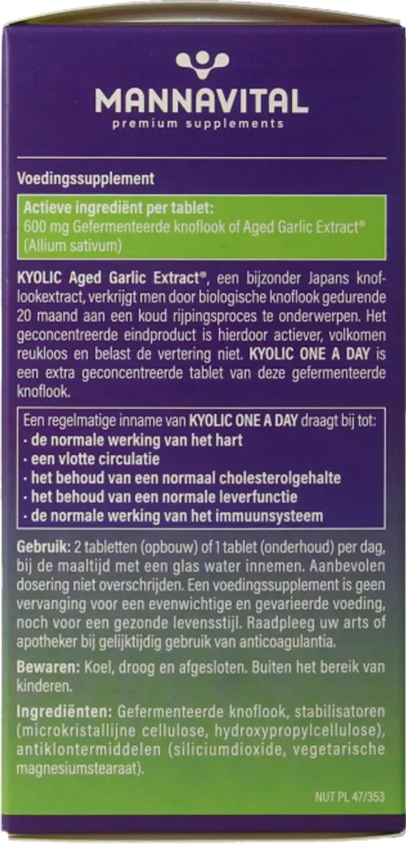 Mannavital Kyolic One a Day - 60 Tabletten