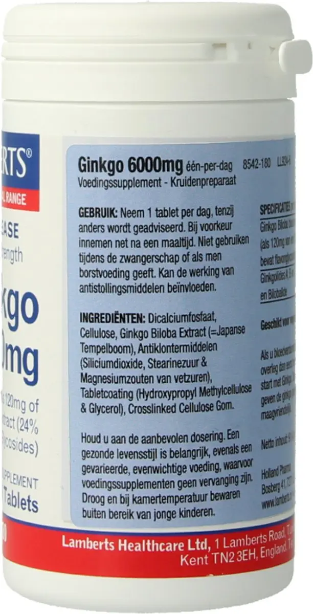 Lamberts Ginkgo Biloba 180 Capsules - 180mg