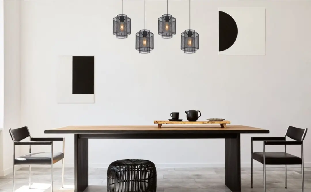 Globo Augustin Hanglamp E27 - 4 Lichtpunten - Zwart