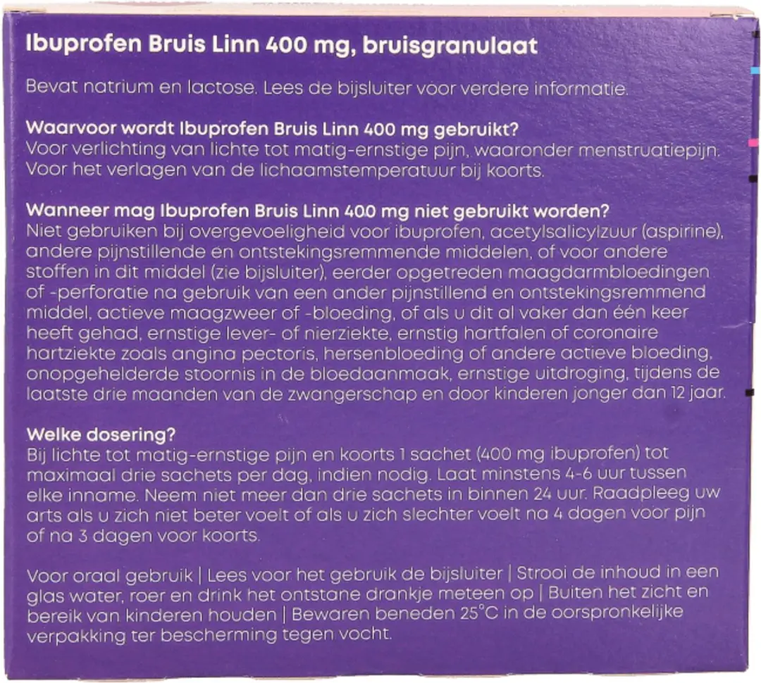 Linn Ibuprofen Bruisgranulaat 400mg - 10 Stuks