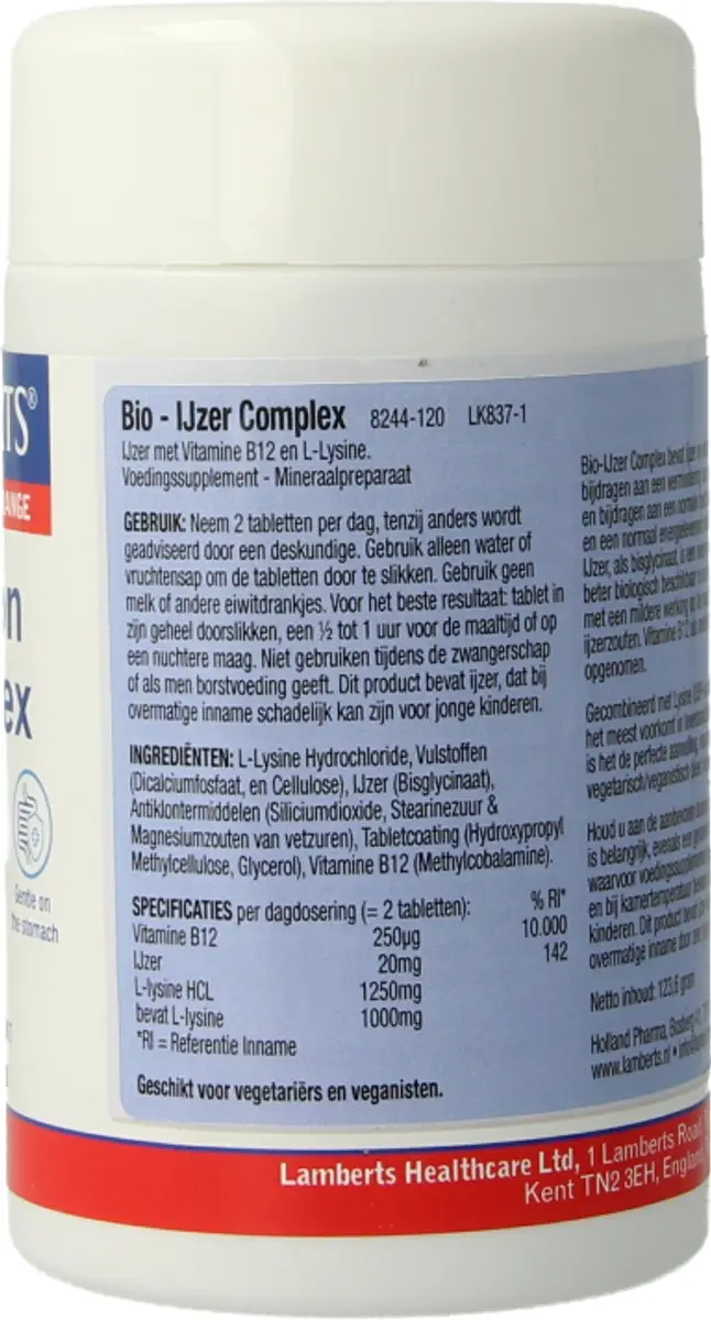 Lamberts Bio-IJzer Complex 120 Tabletten