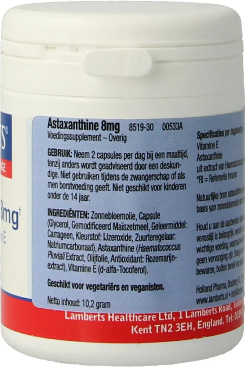 Lamberts Astaxanthine 8mg - 30 Tabletten
