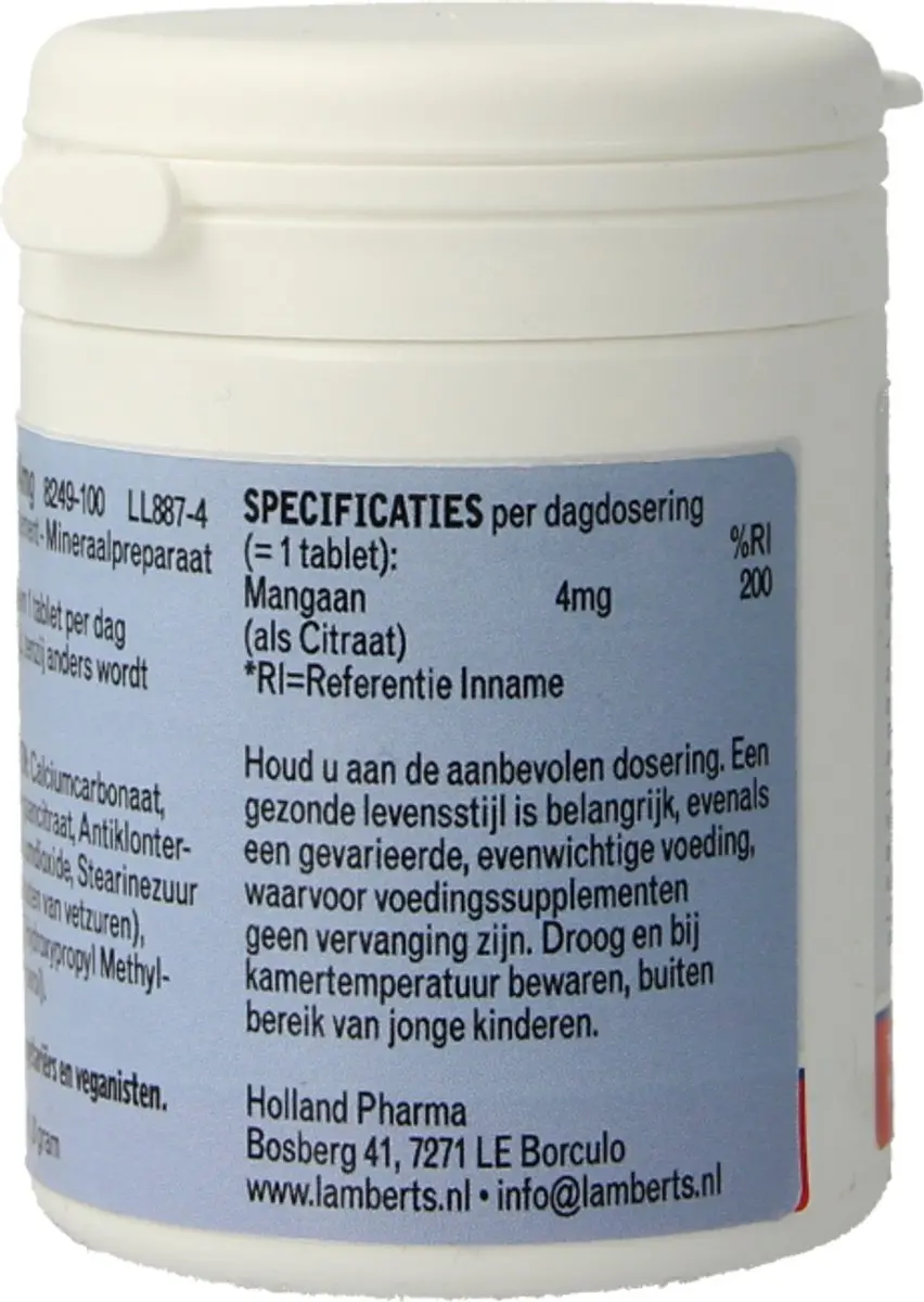 Lamberts Mangaan 4mg 100 Tabletten