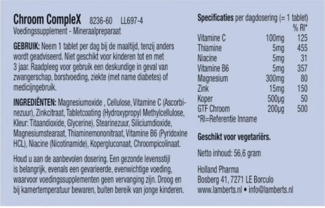 Lamberts Chroom Complex 60 Tabletten