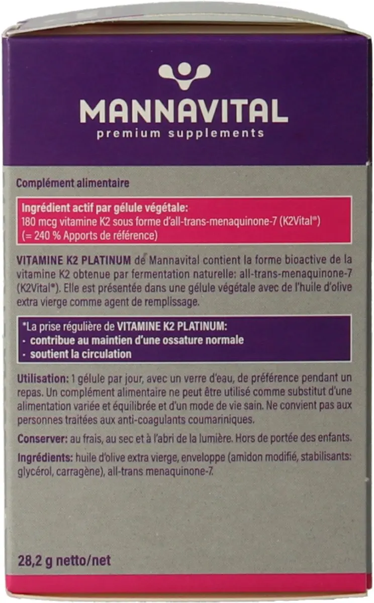 Mannavital Vitamine K2 60 Vegetarische Capsules