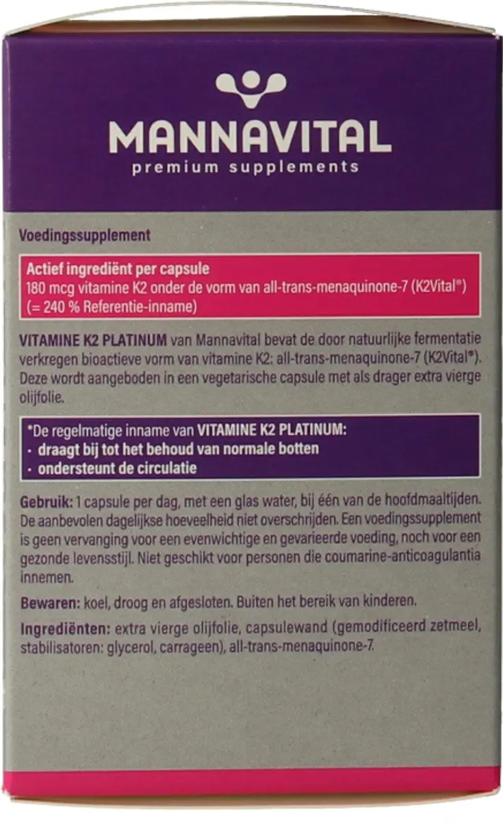 Mannavital Vitamine K2 60 Vegetarische Capsules