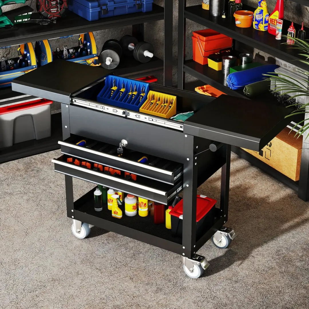 Homcom Gereedschapswagen 130L - 2 Lades - Zwart