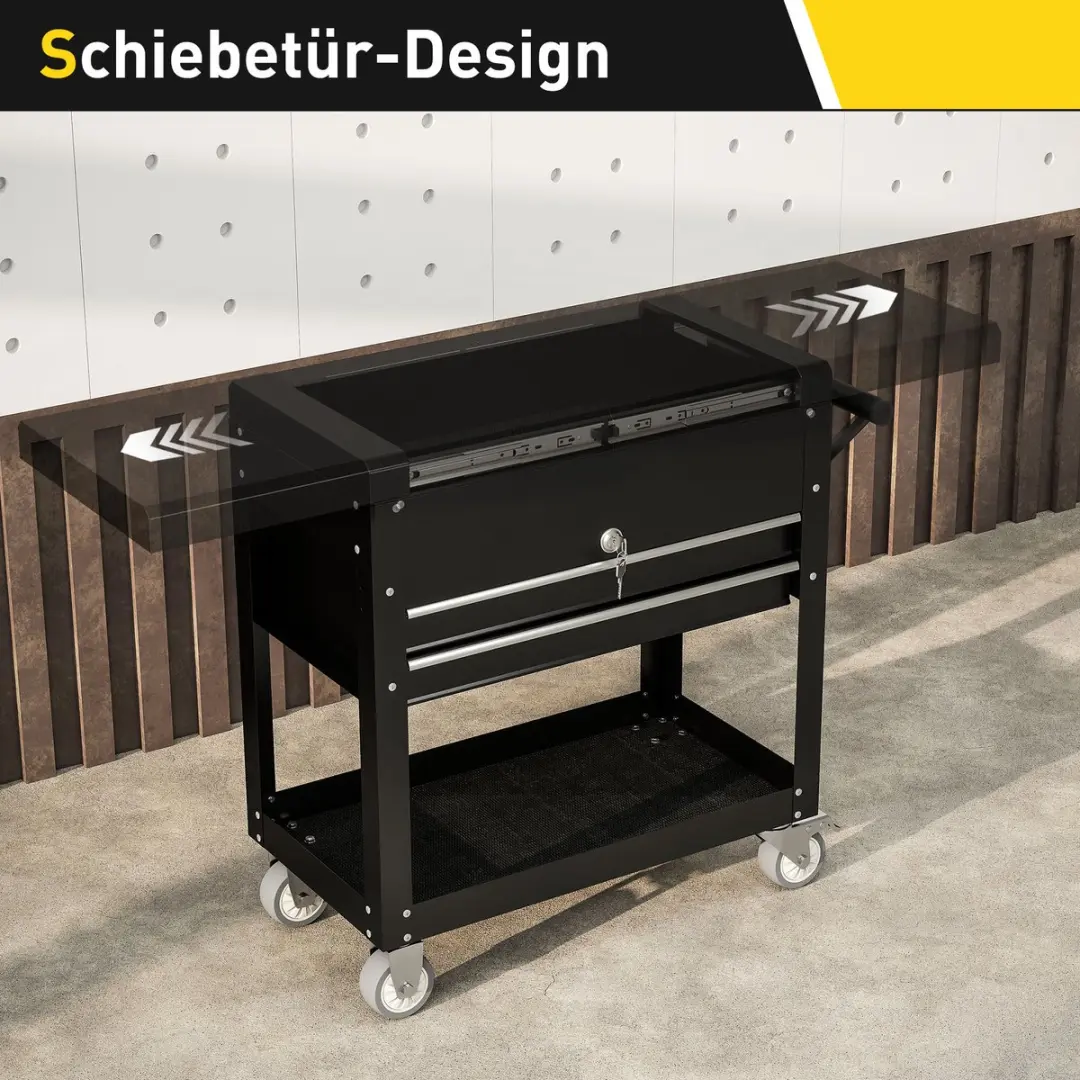 Homcom Gereedschapswagen 130L - 2 Lades - Zwart