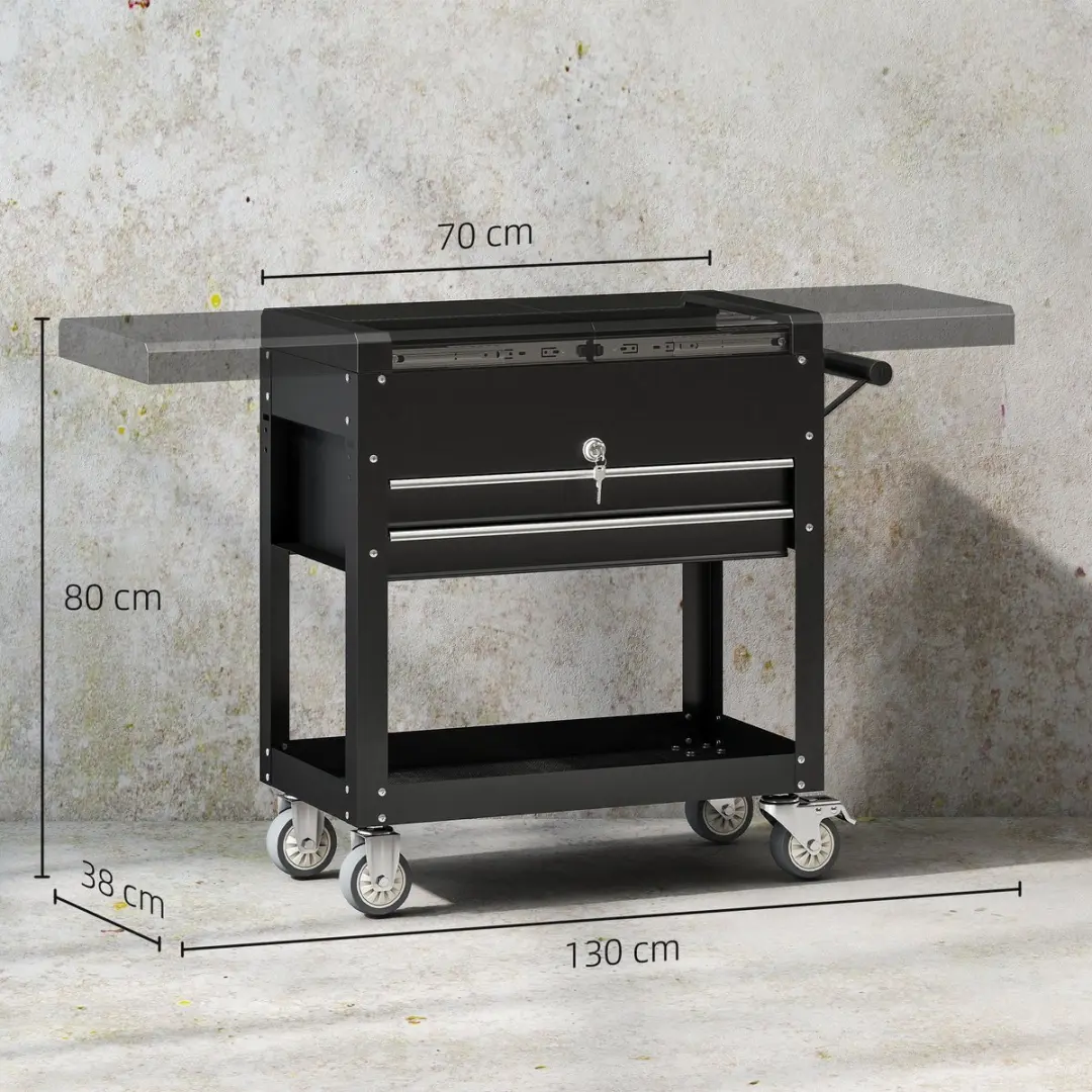 Homcom Gereedschapswagen 130L - 2 Lades - Zwart