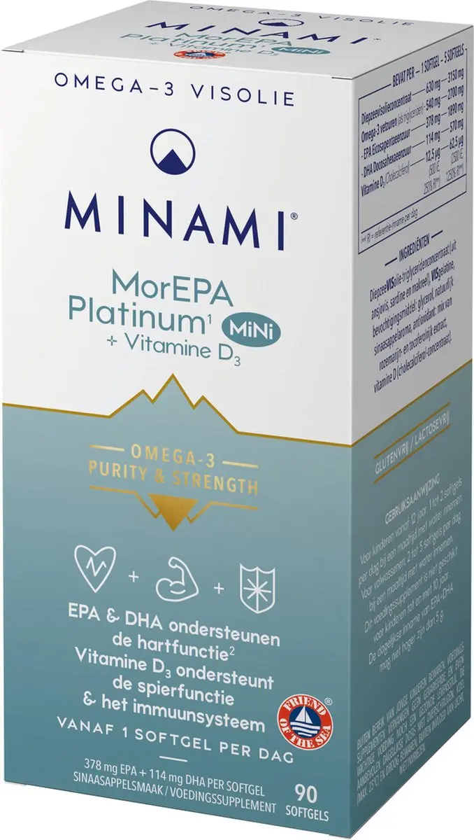 Minami MorEPA Platinum Mini + Vitamine D3 90 Softgels