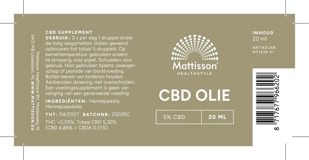 Mattisson CBD Olie 5% - 20ml