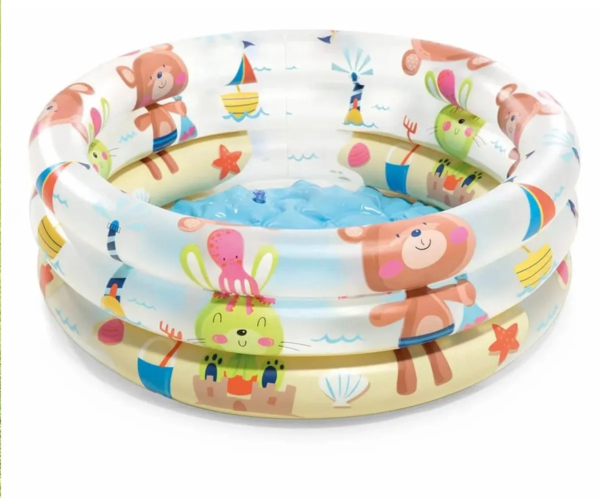 Intex Beach Buddies 3-Ring Baby Opblaaszwembad Ø61cm - Multicolor