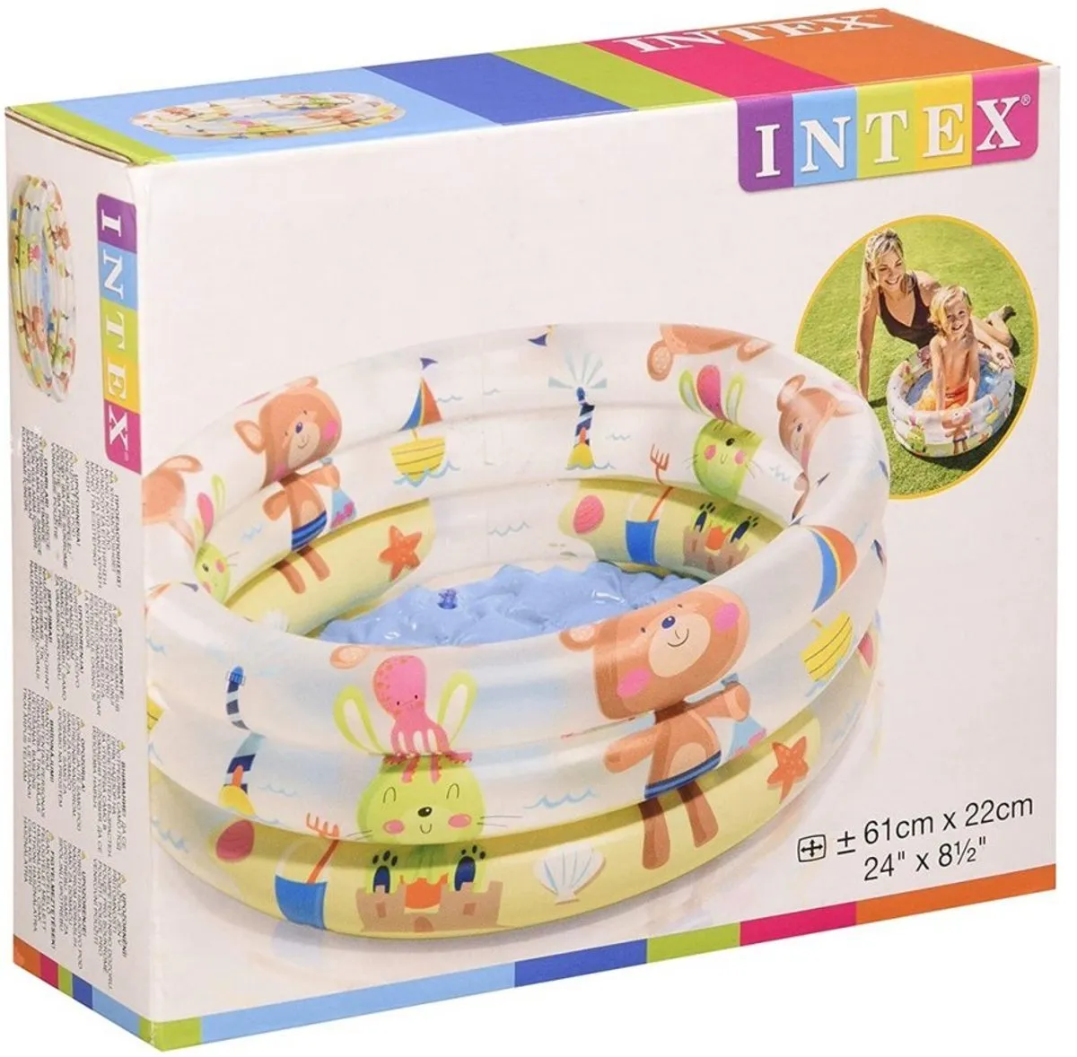 Intex Beach Buddies 3-Ring Baby Opblaaszwembad Ø61cm - Multicolor