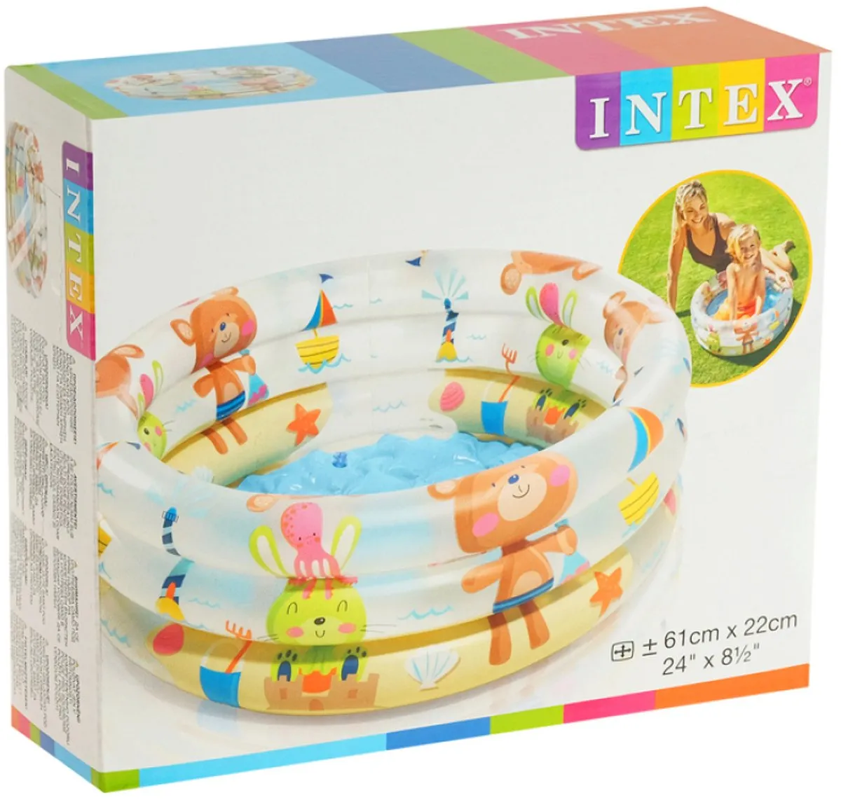Intex Beach Buddies 3-Ring Baby Opblaaszwembad Ø61cm - Multicolor