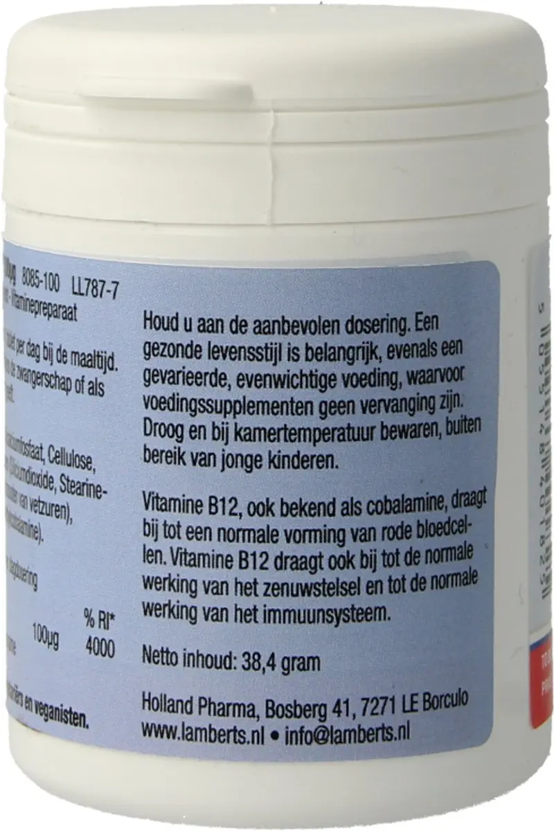 Lamberts Vitamine B12 100µ Tabletten - 100 Stuks