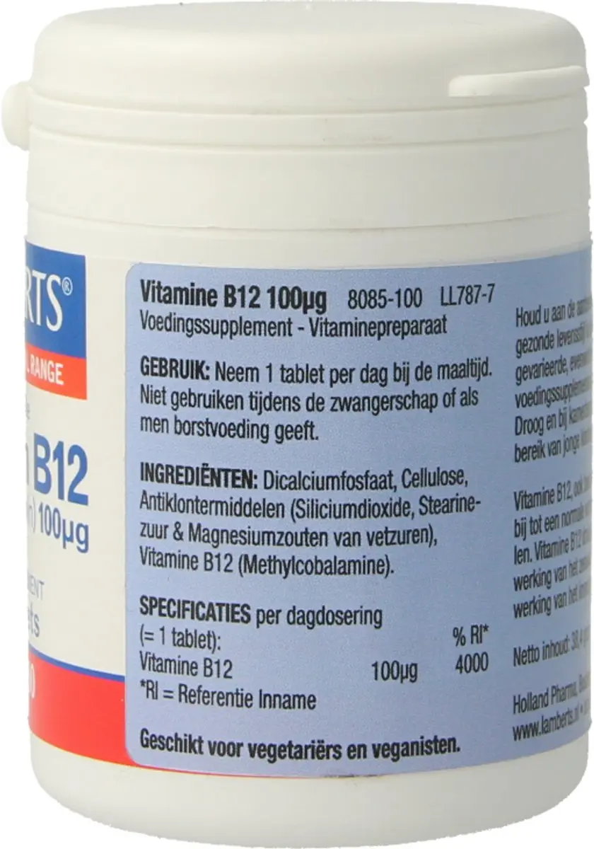 Lamberts Vitamine B12 100µ Tabletten - 100 Stuks