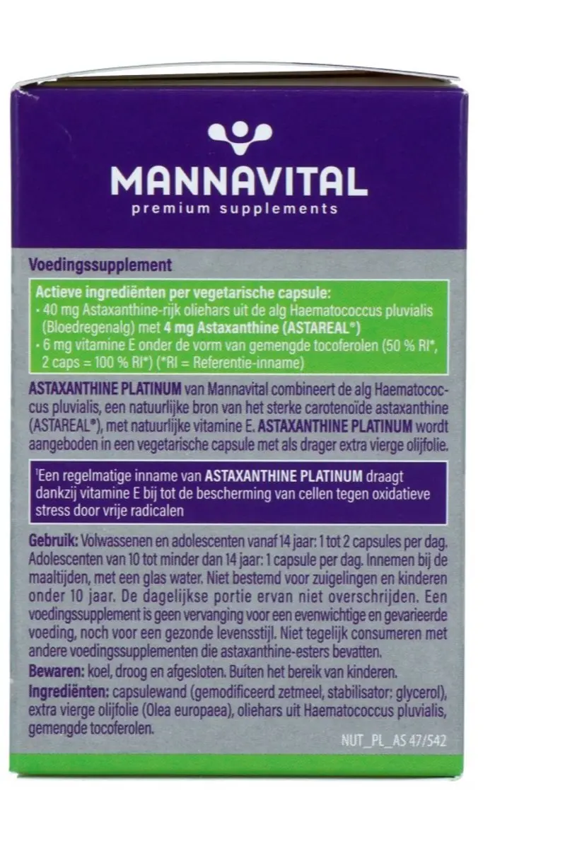 Mannavital Astaxanthine 60 Vegetarische Capsules