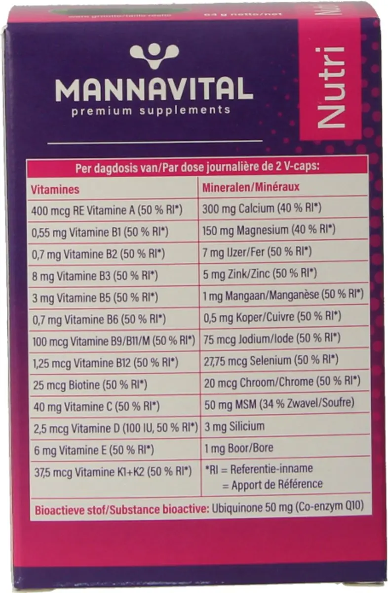 Mannavital MultiTon Bioactief Multivitamine 60 V-caps