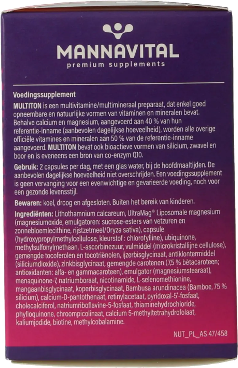 Mannavital MultiTon Bioactief Multivitamine 60 V-caps