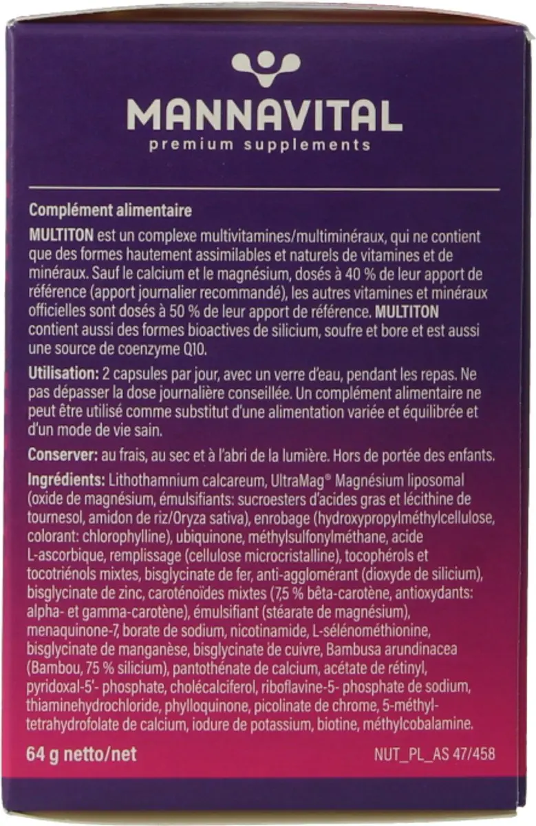 Mannavital MultiTon Bioactief Multivitamine 60 V-caps