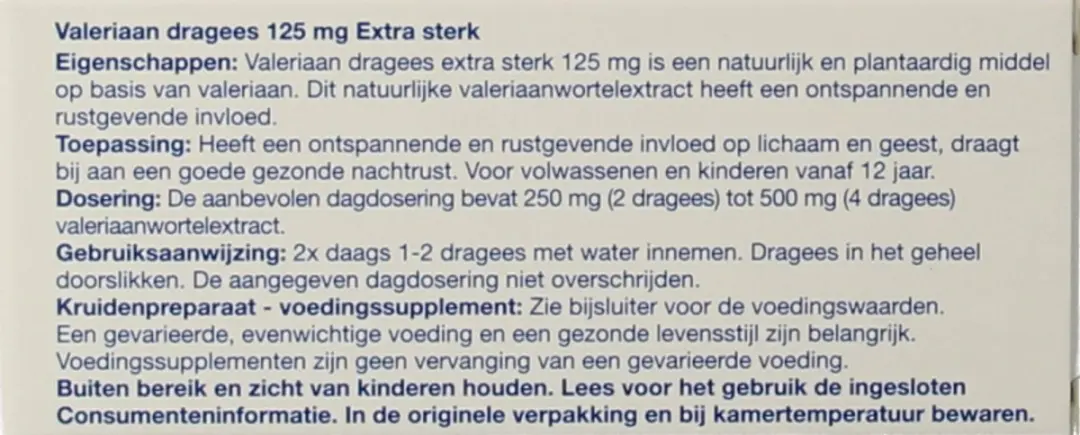 Healthypharm Valeriaan X Sterk 125mg - 50 Tabletten