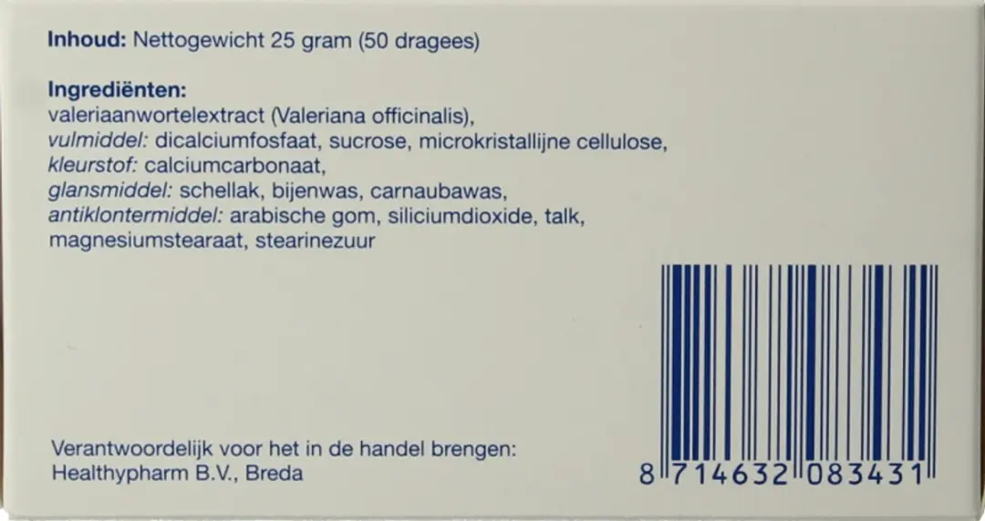 Healthypharm Valeriaan X Sterk 125mg - 50 Tabletten