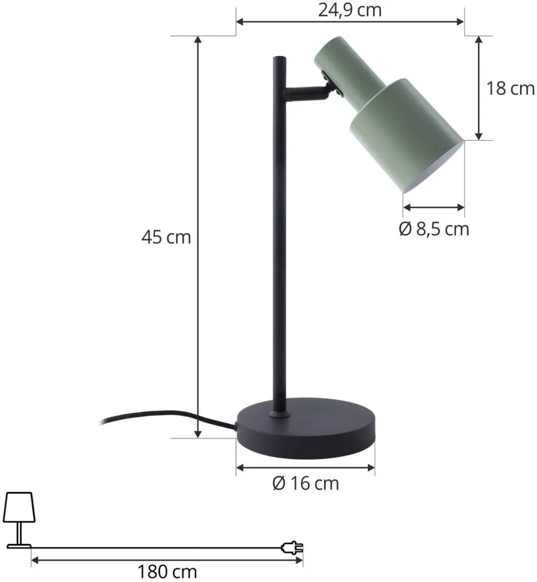 Lindby Tafellamp 1 Licht E27 - 45cm - Groen/Zwart