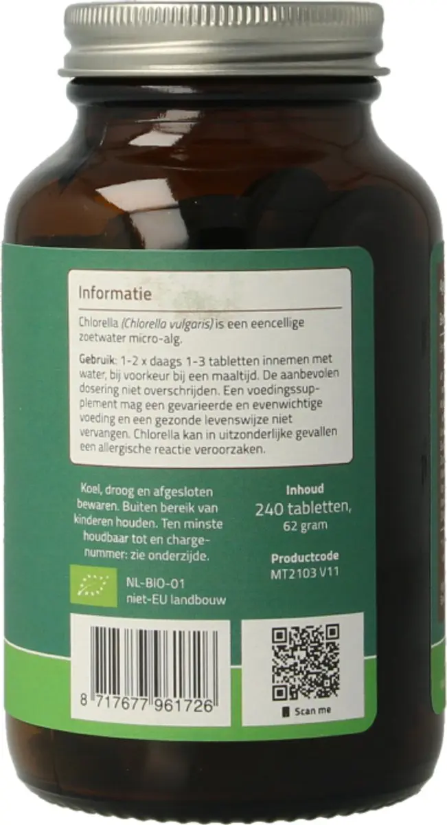 Mattisson Biologische Chlorella 500mg Tabletten - 240 Stuks