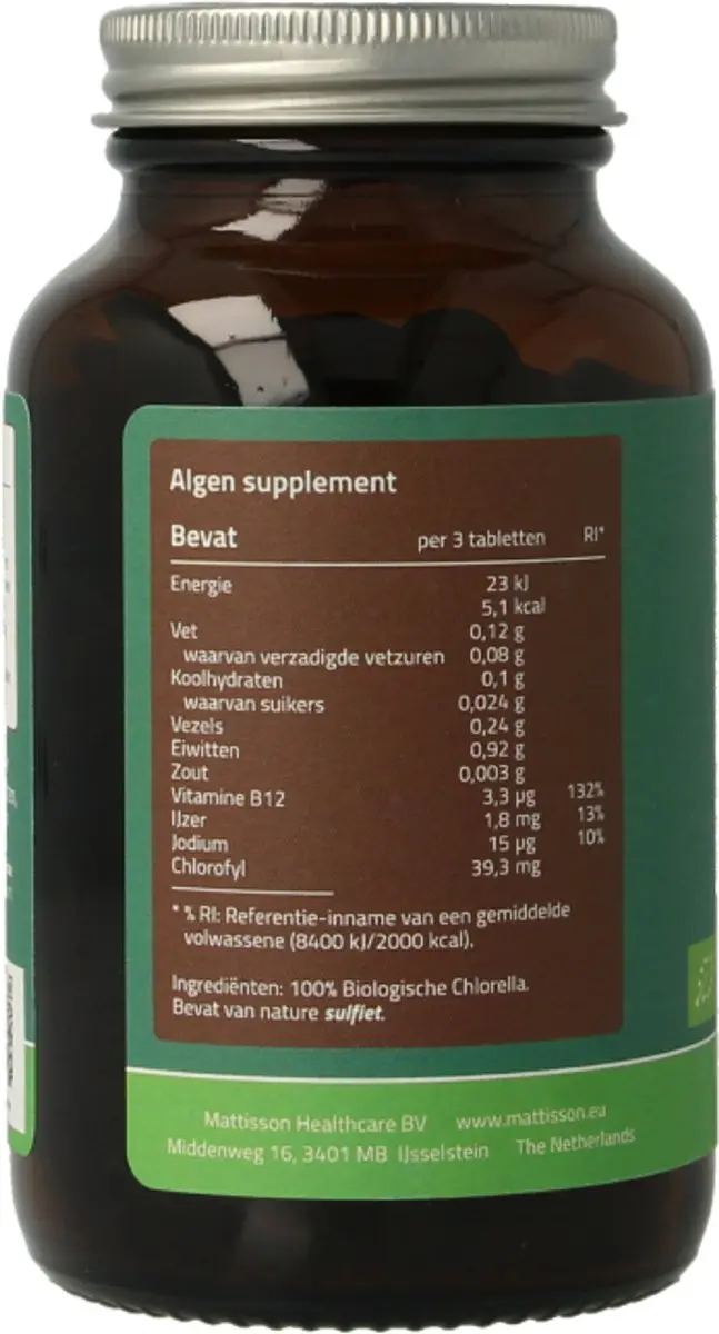 Mattisson Biologische Chlorella 500mg Tabletten - 240 Stuks