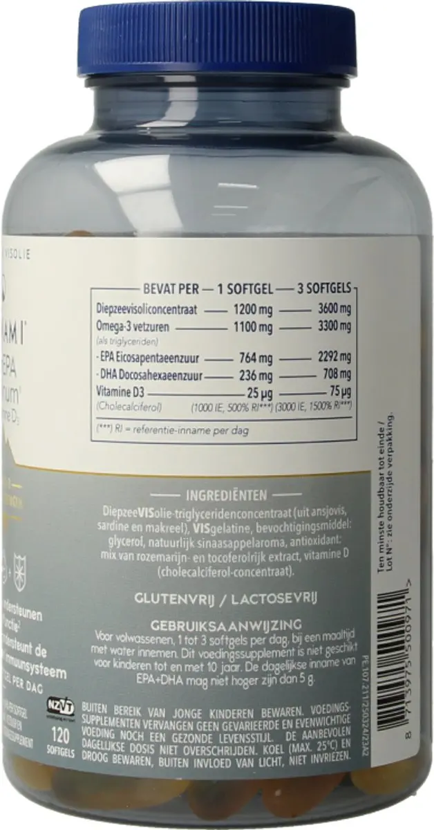 Minami MorEPA Platinum + Vitamine D3 120 Softgels