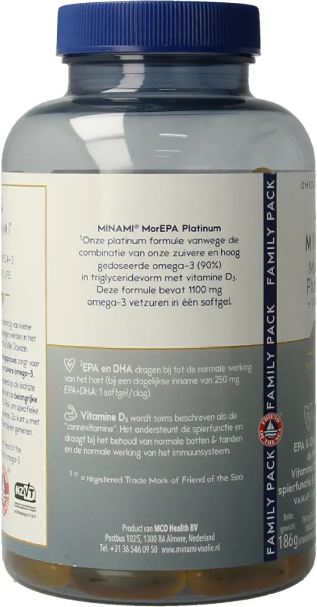 Minami MorEPA Platinum + Vitamine D3 120 Softgels