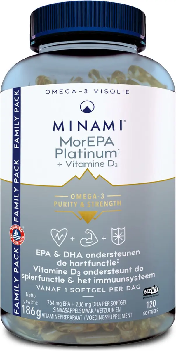 Minami MorEPA Platinum + Vitamine D3 120 Softgels