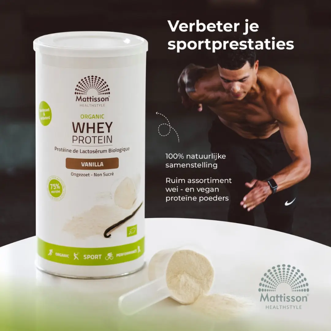 Mattisson Biologische Wei Proteïne Poeder 75% Vanille 450g
