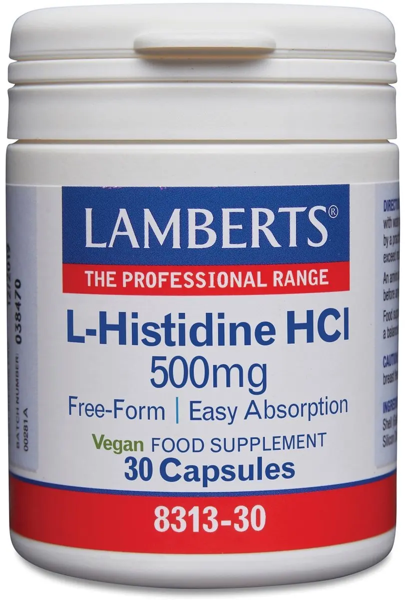 Lamberts L-Histidine 500mg - 30 Capsules