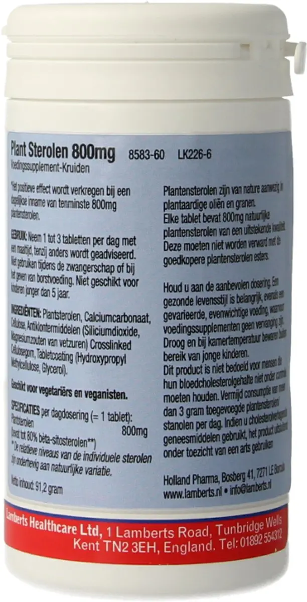 Lamberts Plant Sterolen 800mg 60 Tabletten