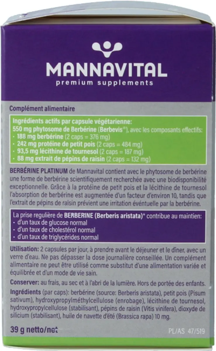 Mannavital Berberine Platinum 60 Capsules