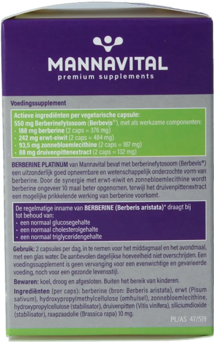 Mannavital Berberine Platinum 60 Capsules