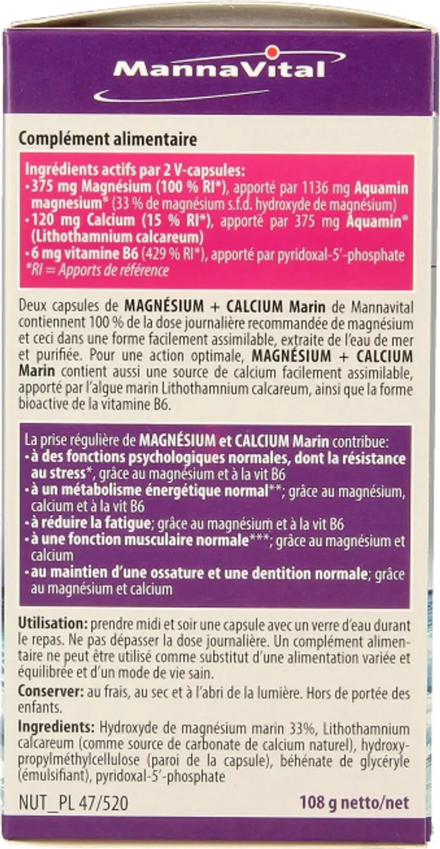 Mannavital Mariene Magnesium + Calcium Platinum 120 Capsules