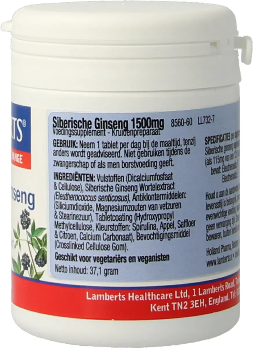 Lamberts Siberian Ginseng 1500mg Tabletten - 60 Stuks
